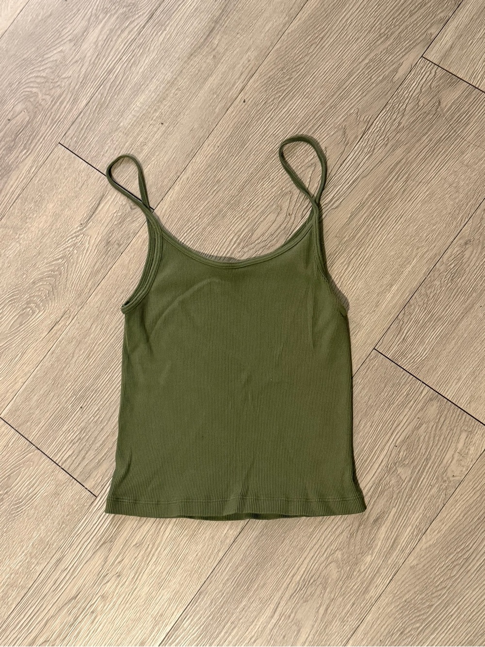 Brandy Melville Olive Ribbed Spaghetti Strap Camisole